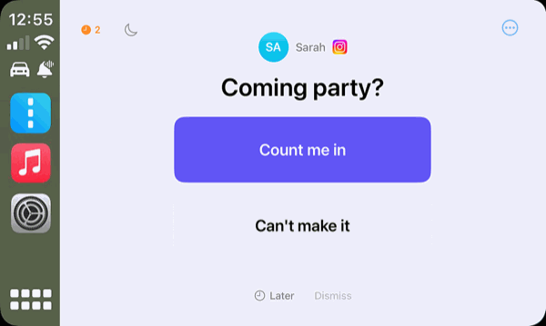 Drifo full-screen CarPlay interface for safe driving messages