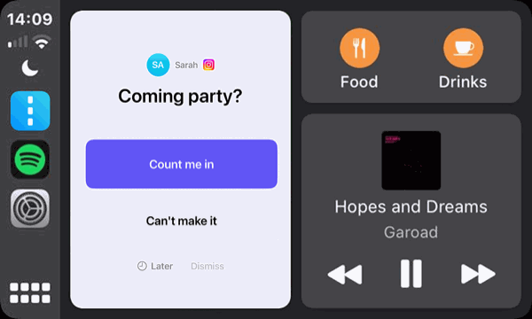 One-tap reply to WhatsApp on CarPlay while driving